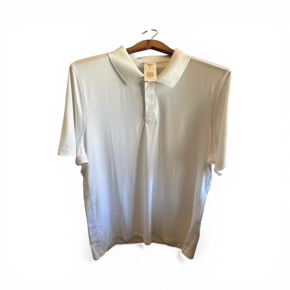 Reebok White Men's Performance Polo Training Short Sleeve Golf Country Club Top